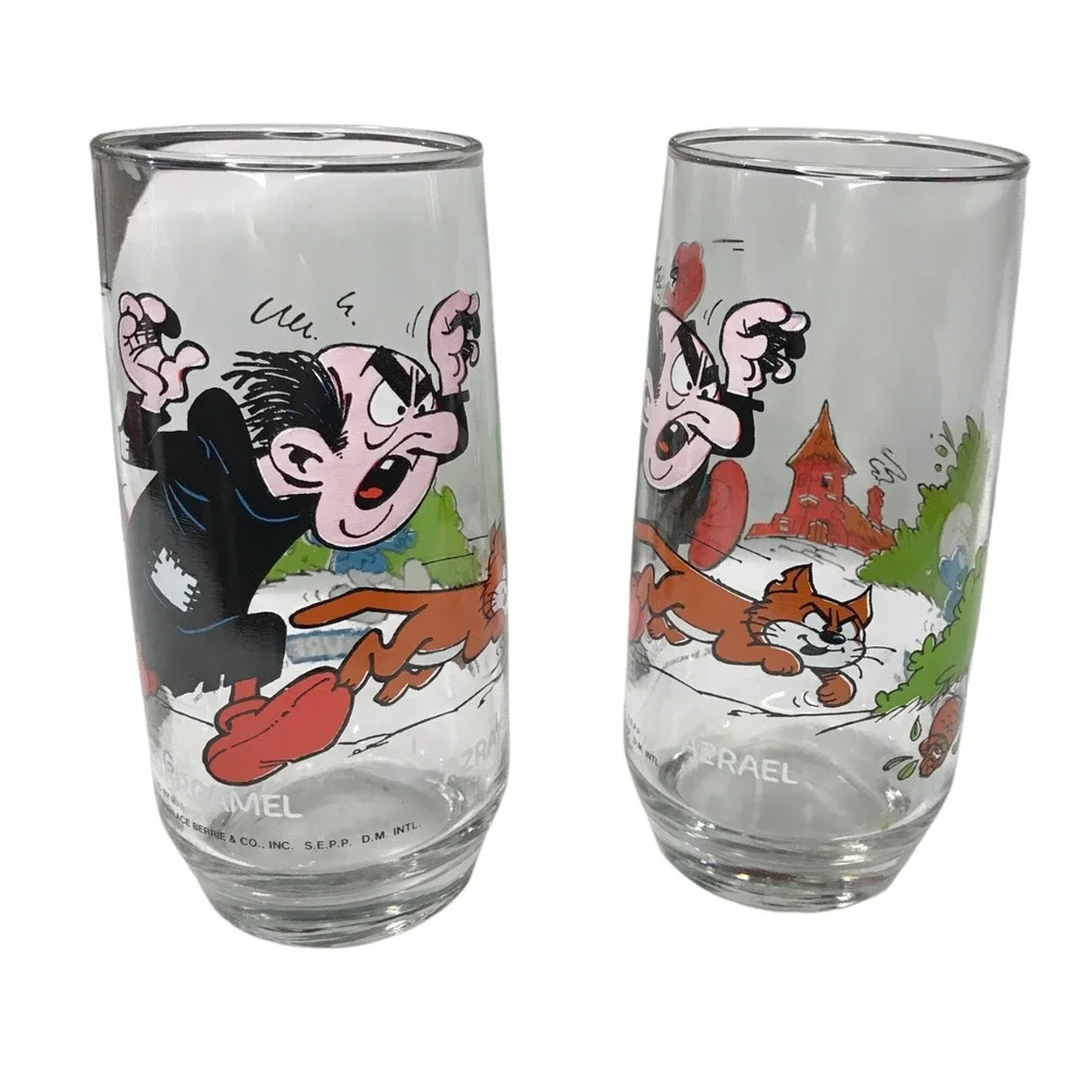 Lot of 5 Vintage 1982/1983 Smurfs Collector Peyo Glasses